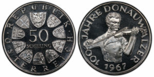 1967 Austria 50 Shilling, Blue Danube Waltz, Proof - Comp