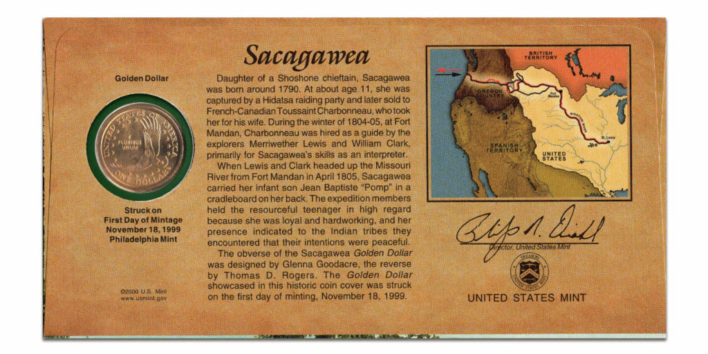 2000-P Sacagawea Dollar, First Day Coin Cover - Rev